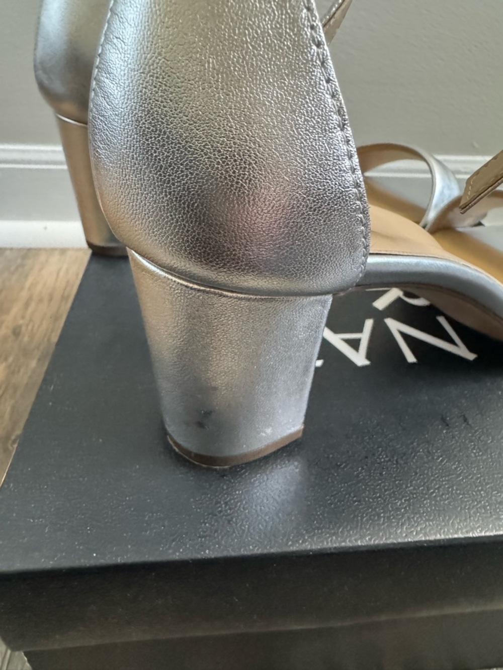Naturalizer Metallic Silver Ankle-Strap Heels - Picture 5 of 6